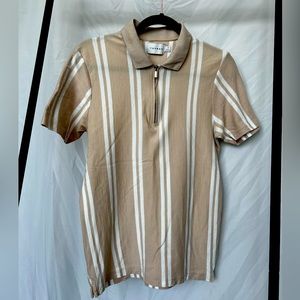 Topman pink striped polo shirt size small